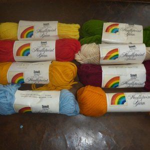 8 Vintage Skeins Scovill Dritz Luxury Wool Needlepoint Yarn Various Colors